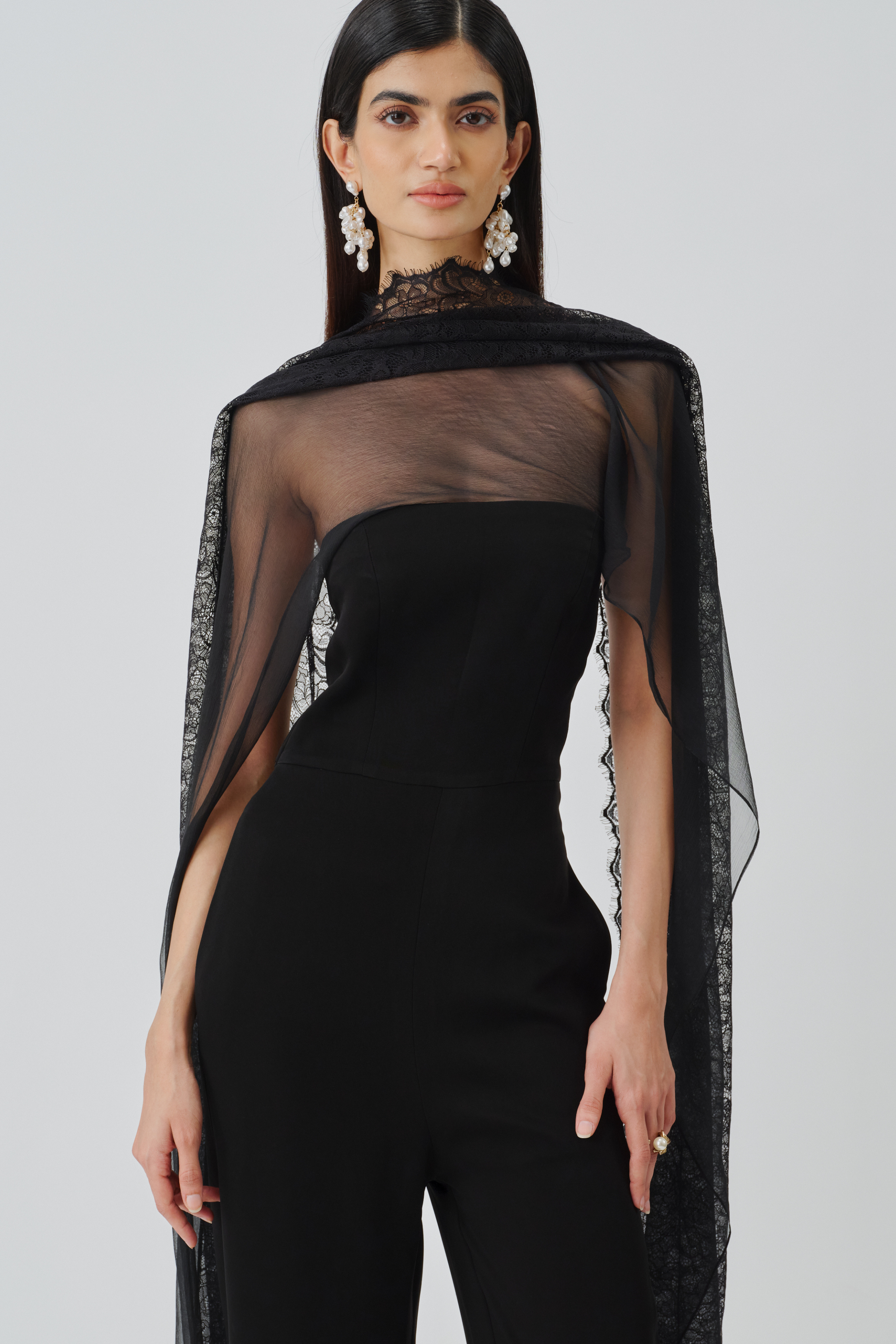 Front top view of the midnight veil jumpsuit