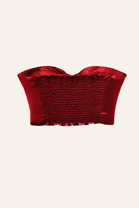 Mashru bandeau top in red with back elastic from Aroka.