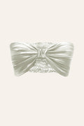 Mashru bandeau top in off-white with back elastic from Aroka.