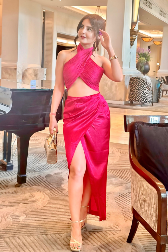 Carapace Overlap Skirt in Hot Pink