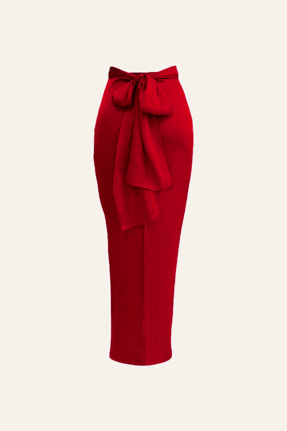 Honey Multiway Draped Skirt in Red