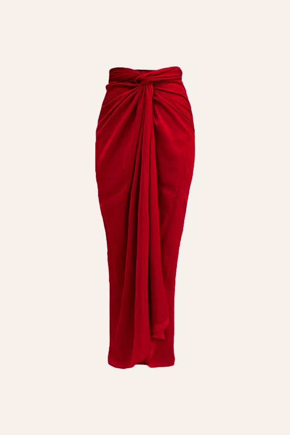 Honey Multiway Draped Skirt in Red