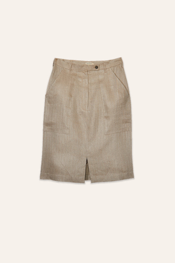 Unburden Beige Linen Tube Skirt