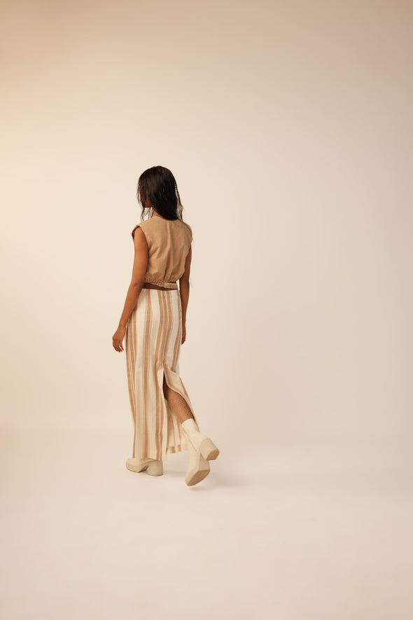 Sleek stripes cutout skirt