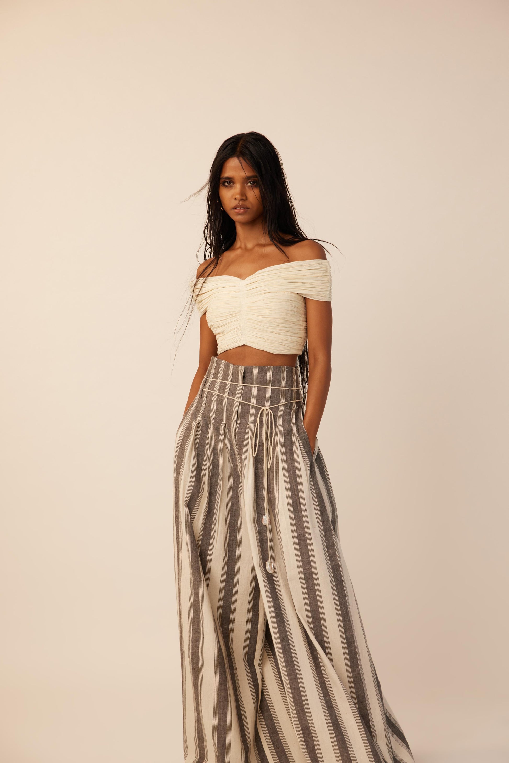 Wanderlust off-shoulder crop top