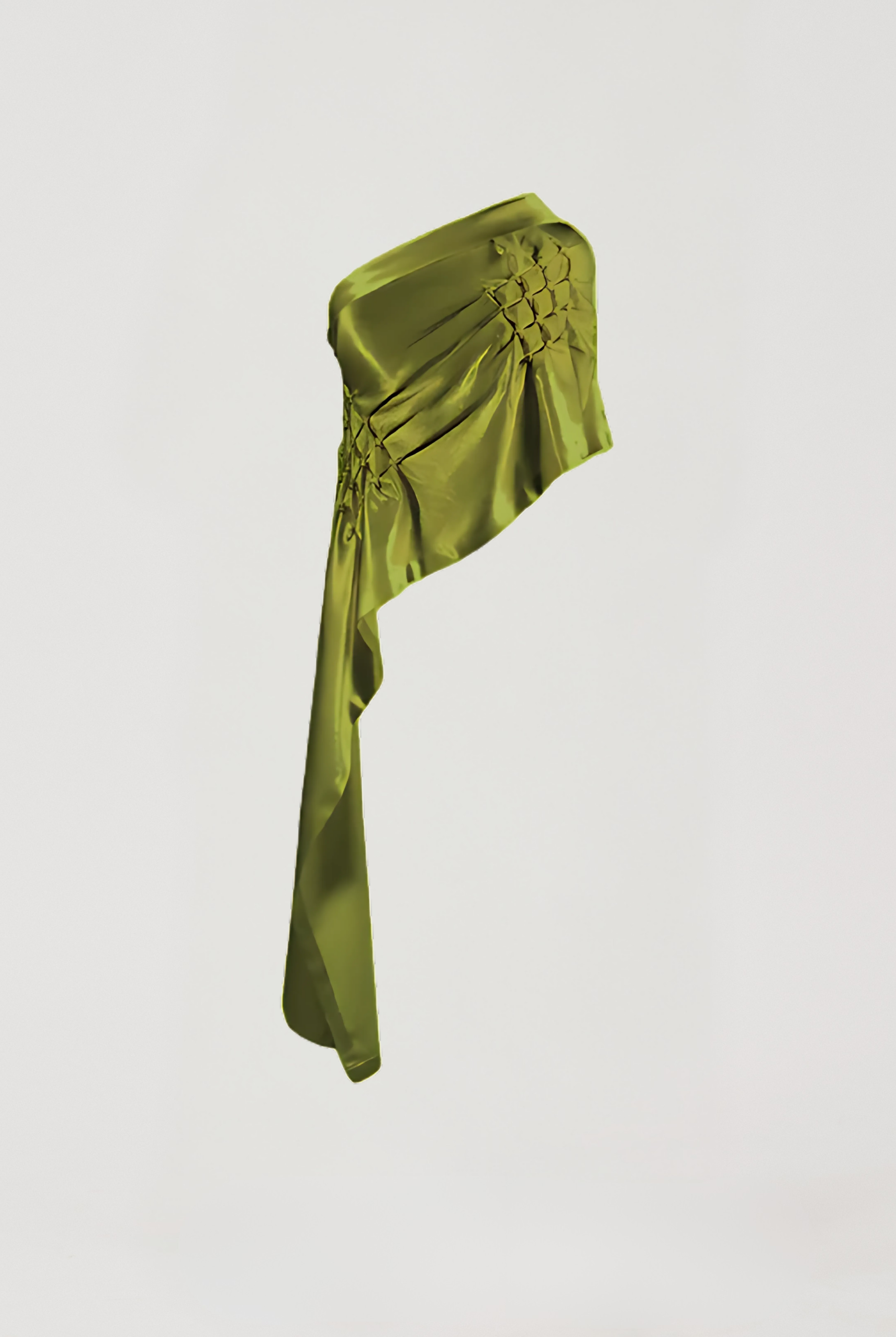 Pisa in olive green by Aroka- Olive draped off-shoulder, asymmetric top.