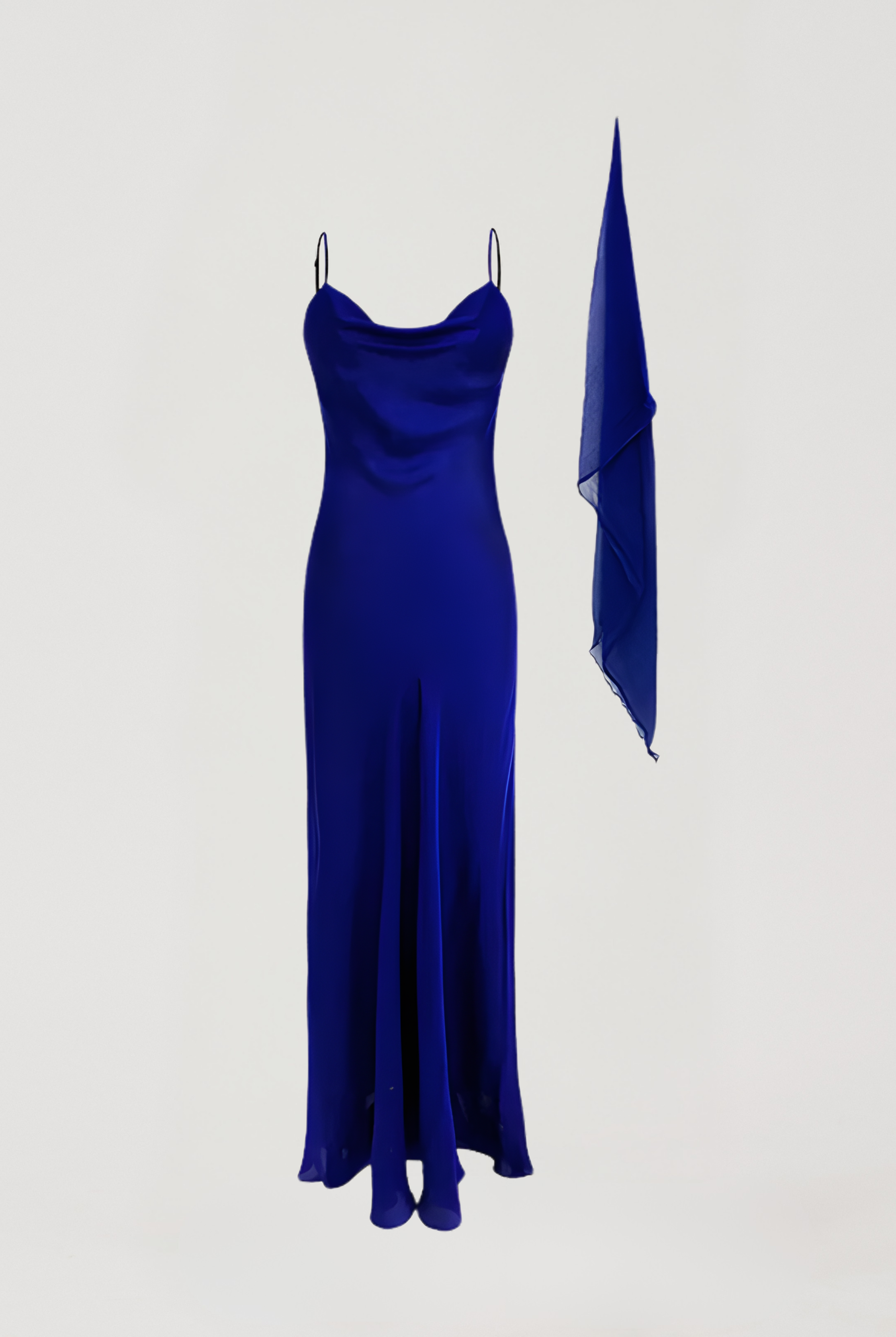 Flatlay image of tyra slip dress in blue