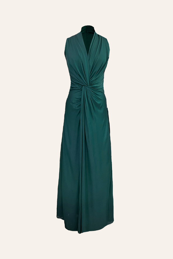 Kiara Draped Dress - in Emerald Green