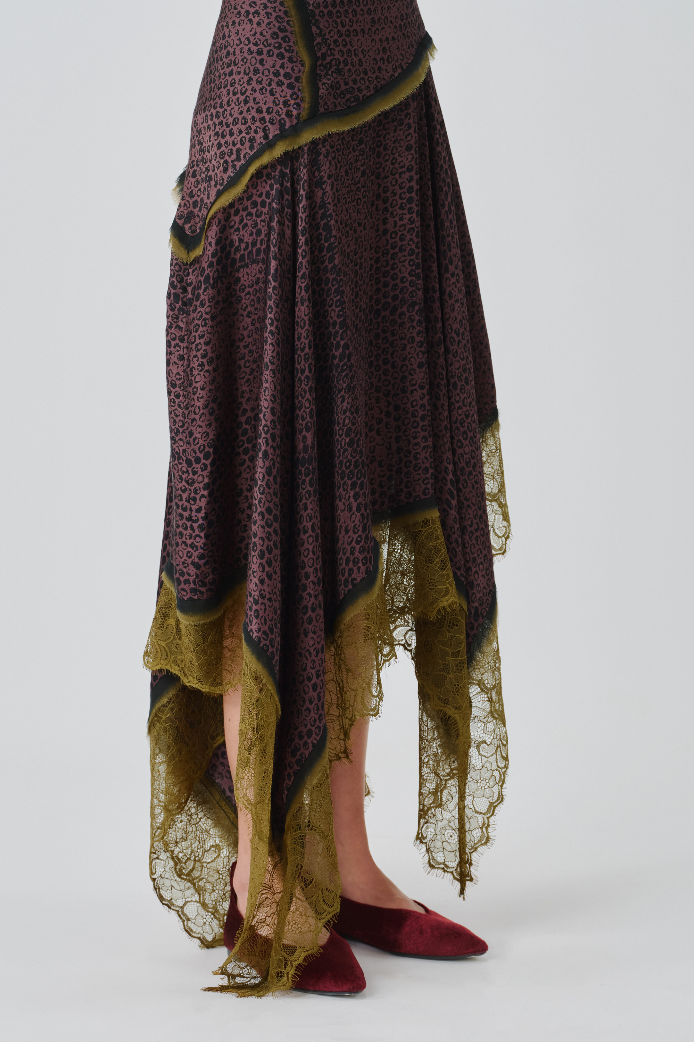 Bottom close-up view of wildflower ajrakh dress