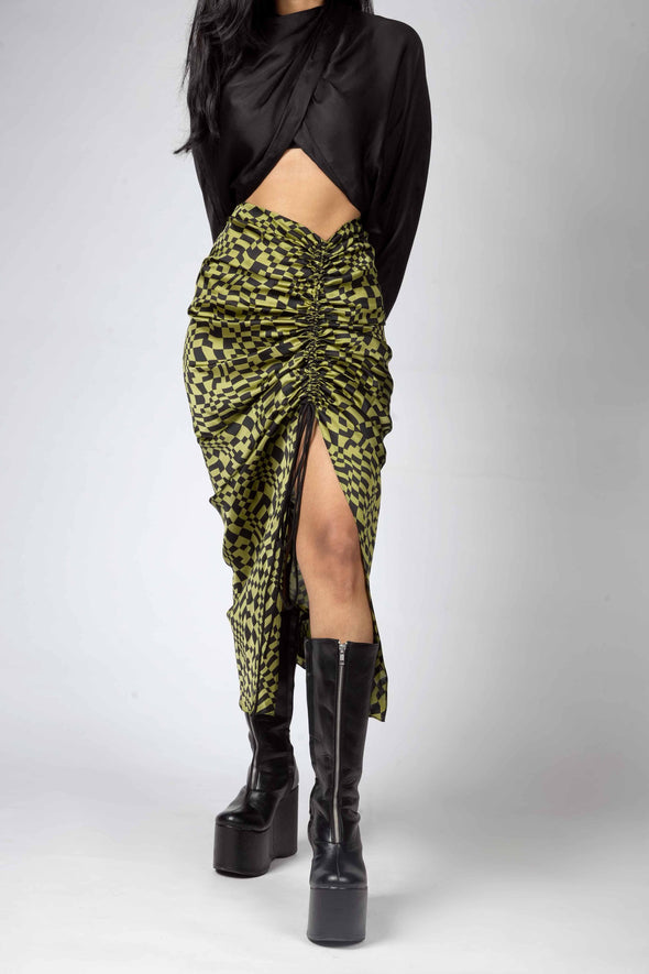 Sedona Skirt in Green and black checks