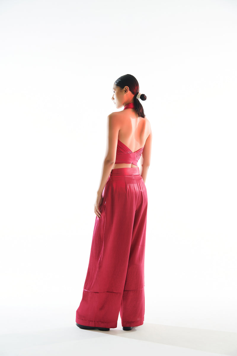 Pleated Pants in Pink with side zipper from Aroka.