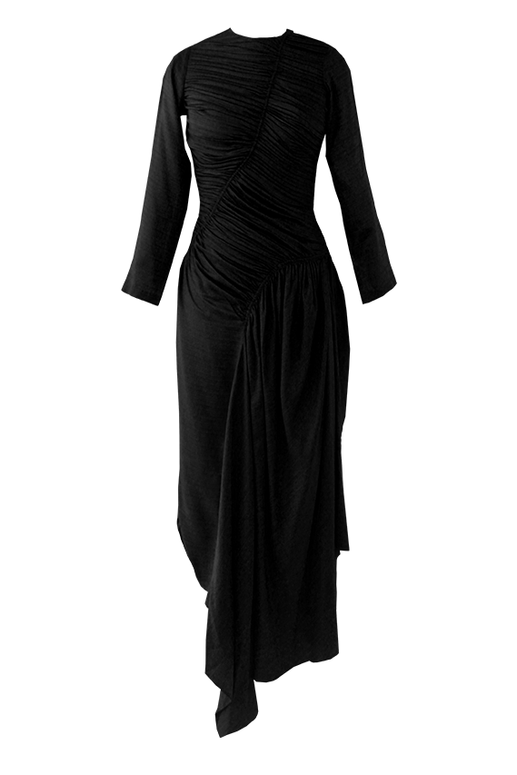 Equilibrium Black Asymmetric Tencel Dress