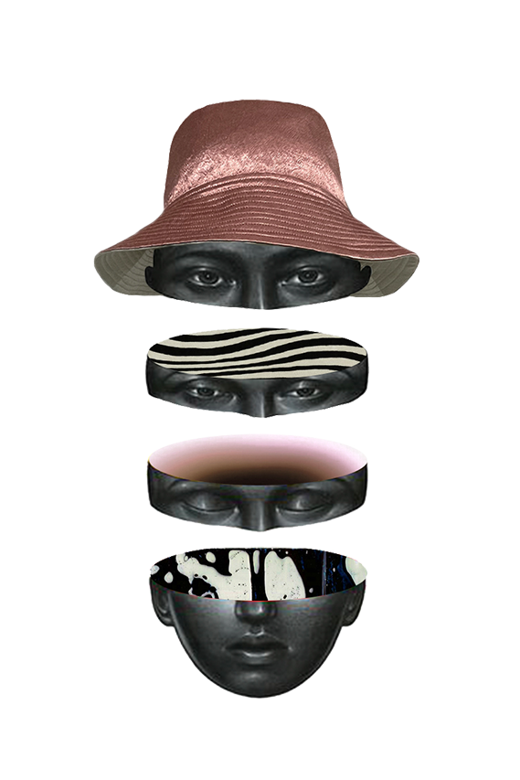 Veiled rose reversible bucket hat
