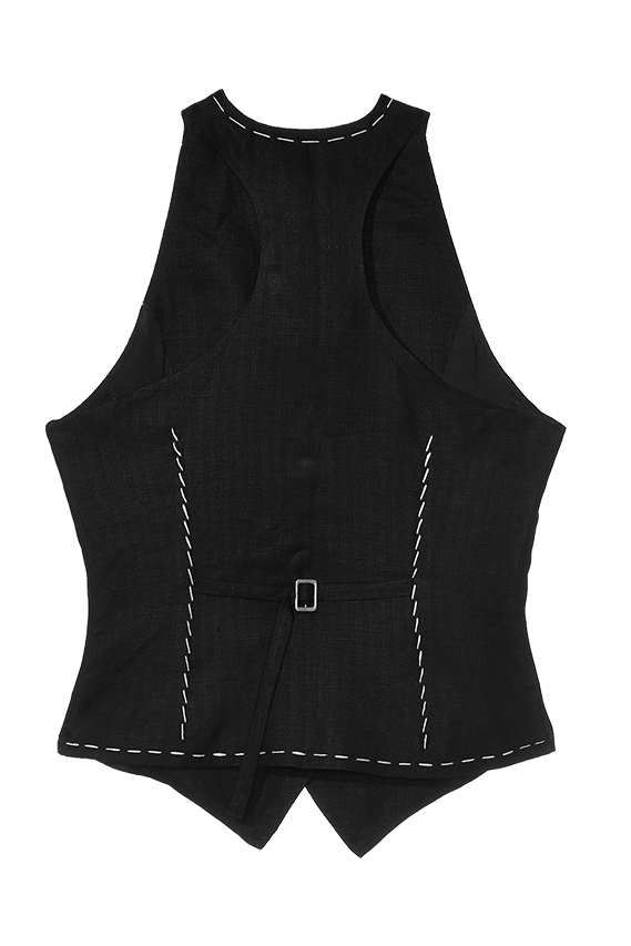 bearer-black-linen-waistcoat-women