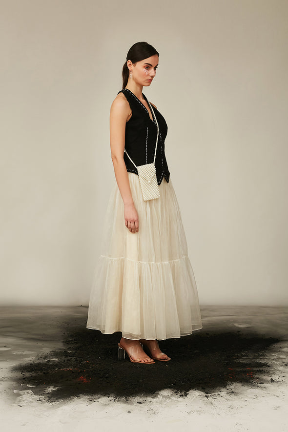 bearer black linen waistcoat