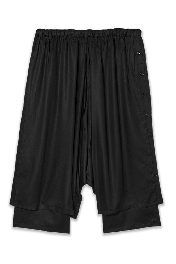 black tencel double layered flared pants for men