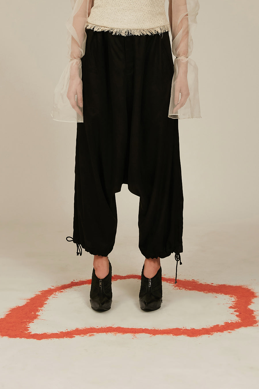black tencel unisex pants black tencel pants with drawstring at hem waist