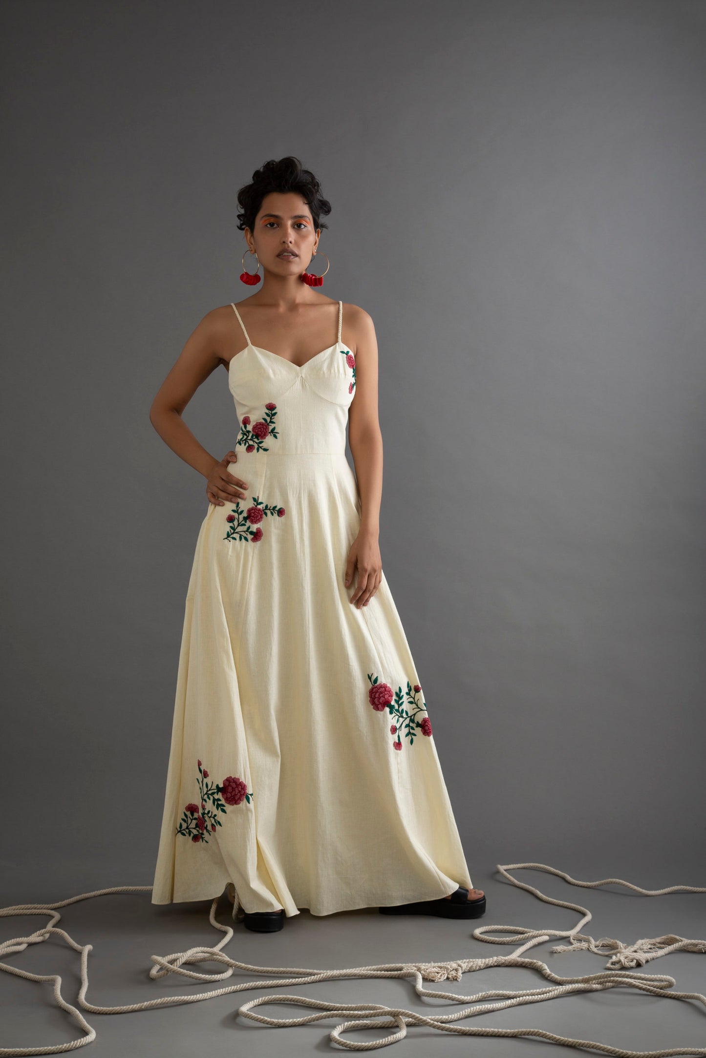 Embroidered Handwoven Cotton Corset Dress