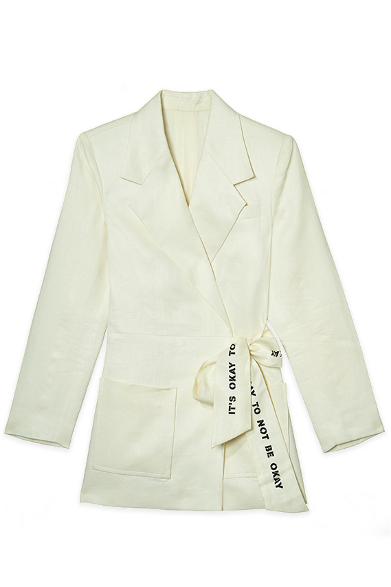 lilting lily off-white linen jacket