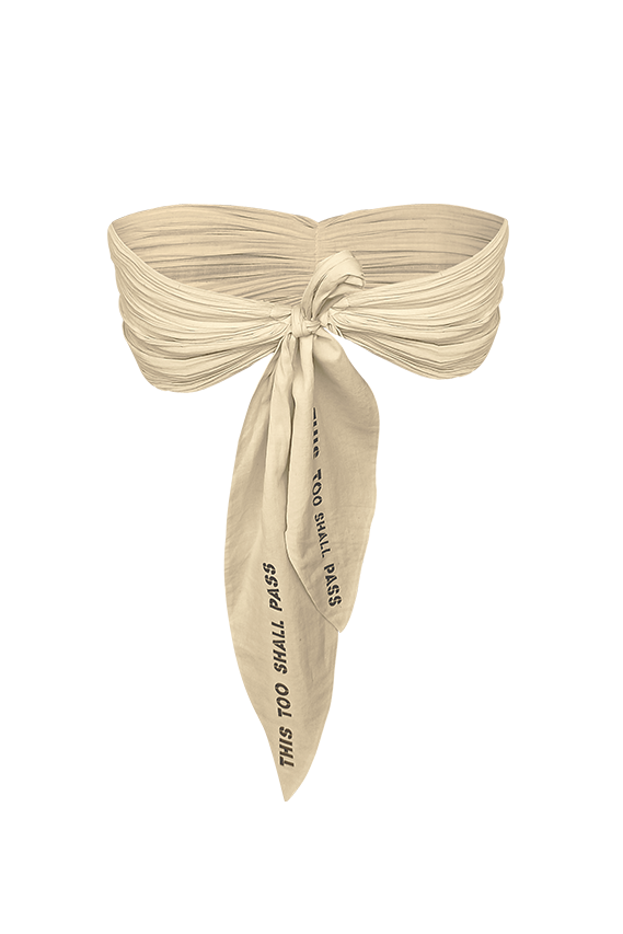 Muslin bandeau top with back tie-up in off-white from Aroka.