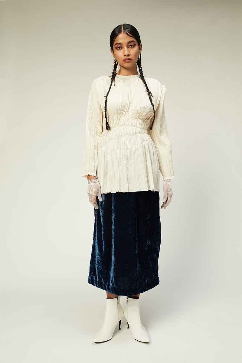 muslin ruched full sleeves top