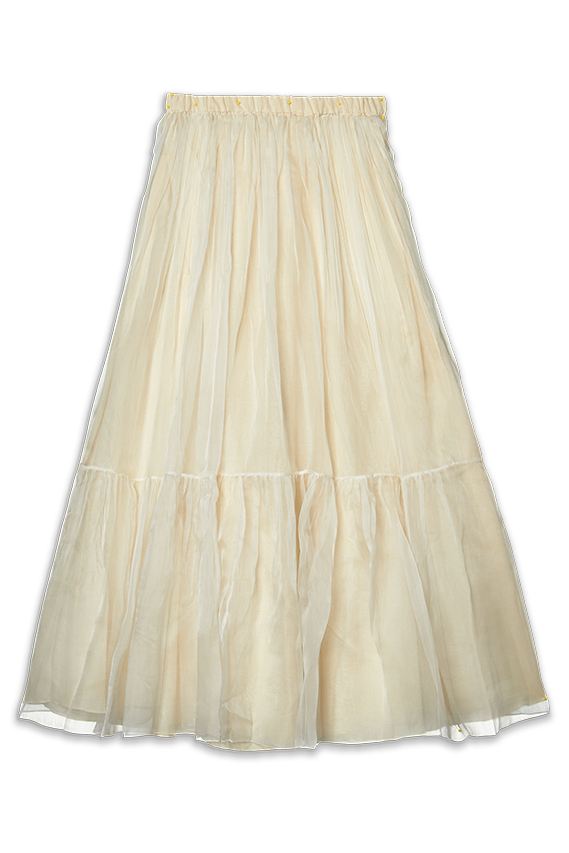 ennui off-white organza tiered skirt