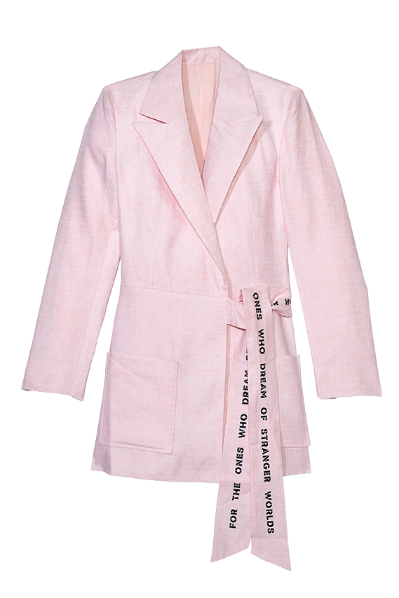 pink linen jacket for women