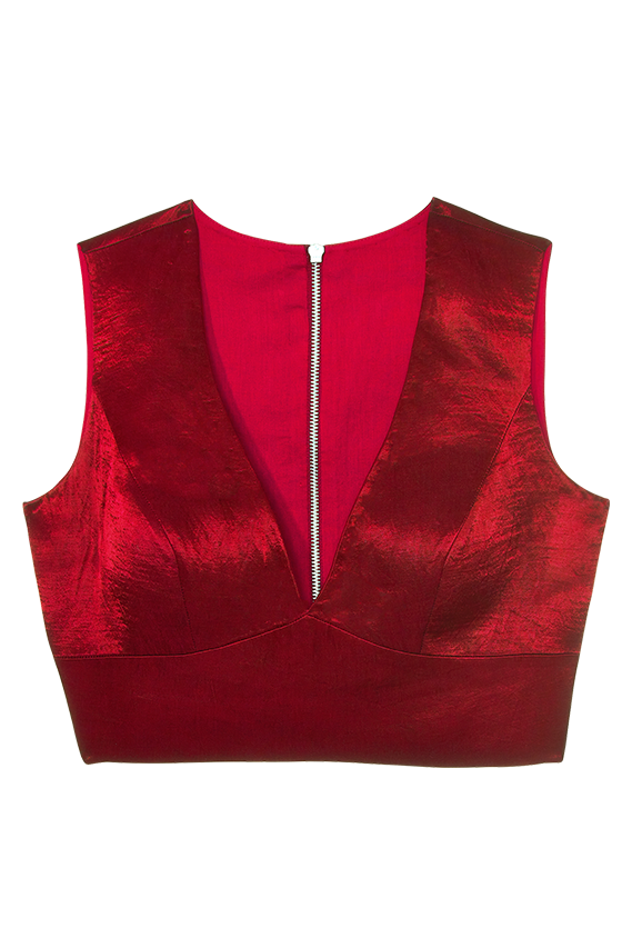 Red canopy back blouse