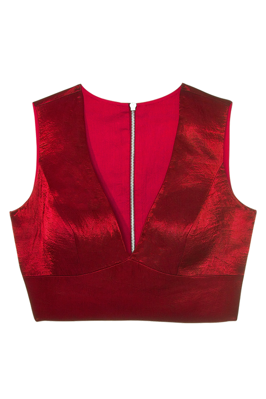Red canopy back blouse
