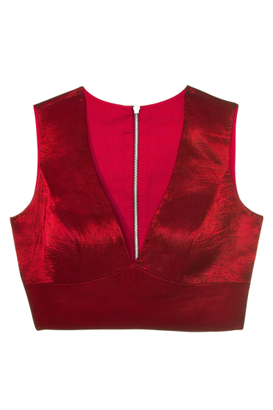 Red canopy back blouse