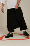 unleash black tencel double layered flared pants