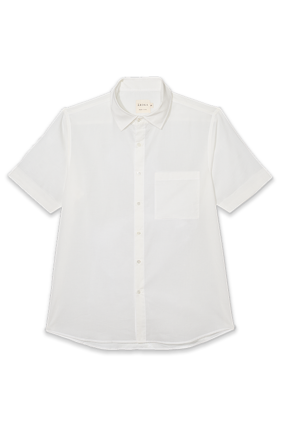 white organic cotton shirt half sleeves