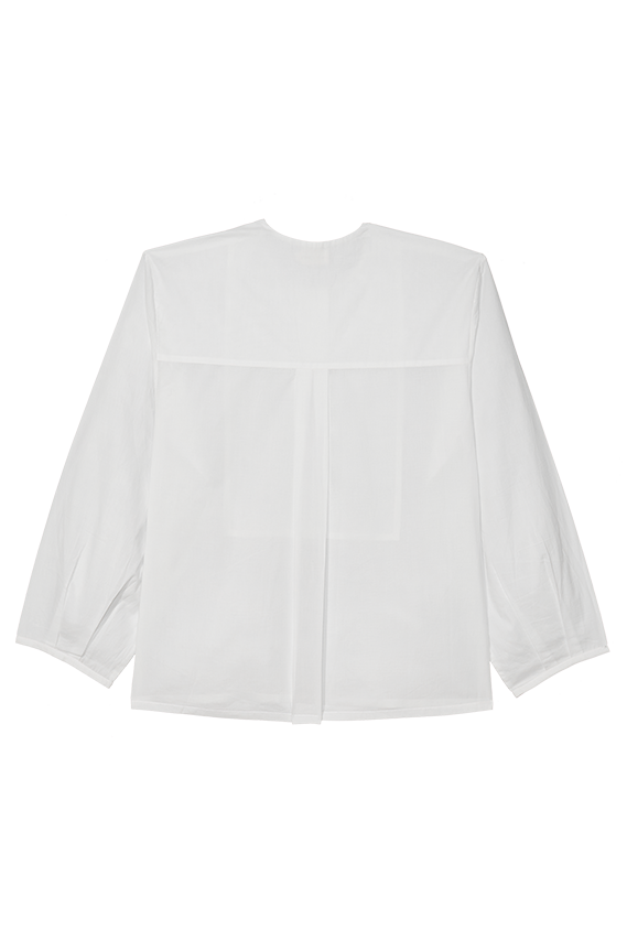 white organic cotton shirt with overlapping yoke