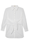 white organic cotton shirt with waist-tie up detail